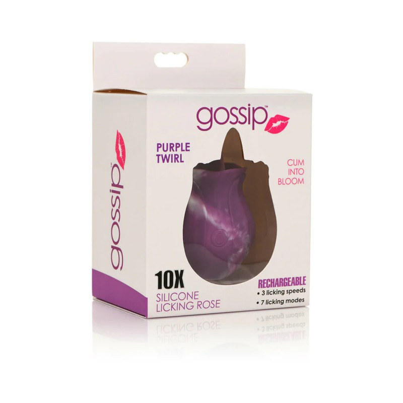 Curve Toys Gossip Cum Into Bloom Rechargeable Silicone Licking Rose Purple Twirl gallery