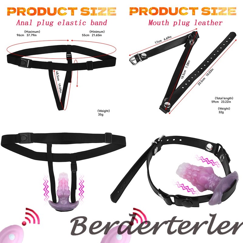 Wearable Butt Anal Plug Wireless Control Vibrator Flirting Mouth Gag Sex Toys gallery