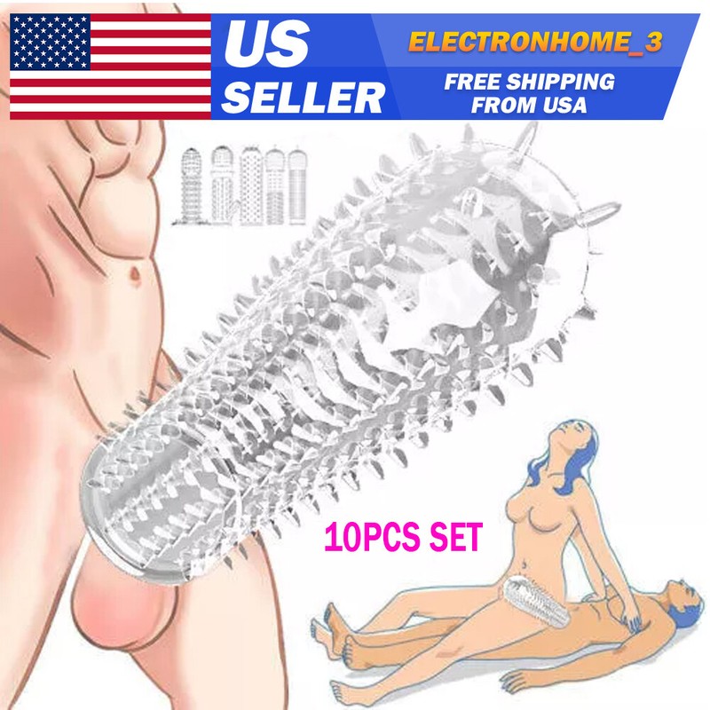 10pcs Set Male Sex Toys Penis Sleeve Condom Girth Enhancer Wider Dick For Couple