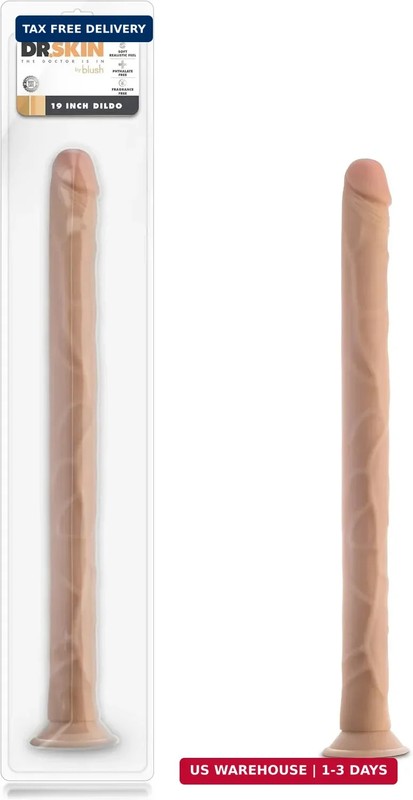 Blush 19&Prime; Dr. Skin Extra Large Realistic Dildo, Huge Long Cock Strap-On, Suction