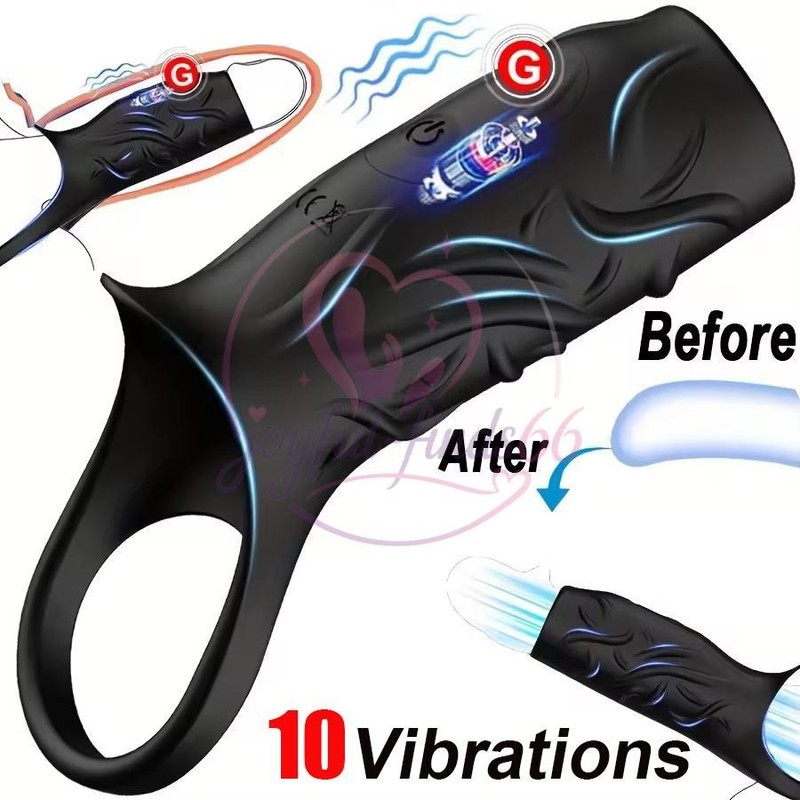 Vibrating Penis Extender Sleeve Cock Ring Vibrator Extension Men Couple Sex Toys