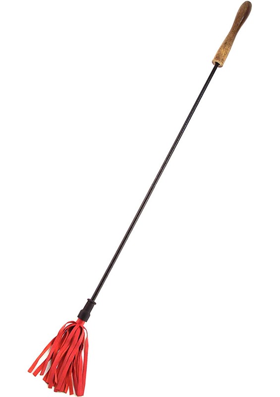 Rouge Wooden Handle Leather Riding Crop – Red