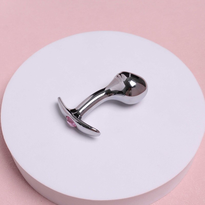 Jeweled Metal Anal Butt Plug Steel Diamond Round Plugs Beginner