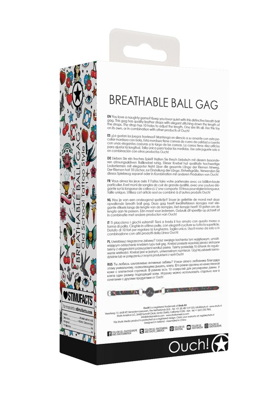 Ouch Old School Tattoo Breathable Ball Gag BONDAGE SEX TOY Gag Muzzle gallery