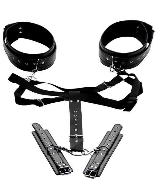 Master Series Acquire Easy Access Thigh Harness w/Wrist Cuffs - Black gallery