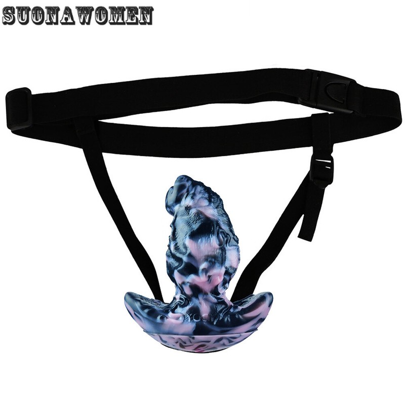 Monster Anal Plug Strap on Anus Expander Silicone Butt Plug 10Modes Vibrator Toy gallery
