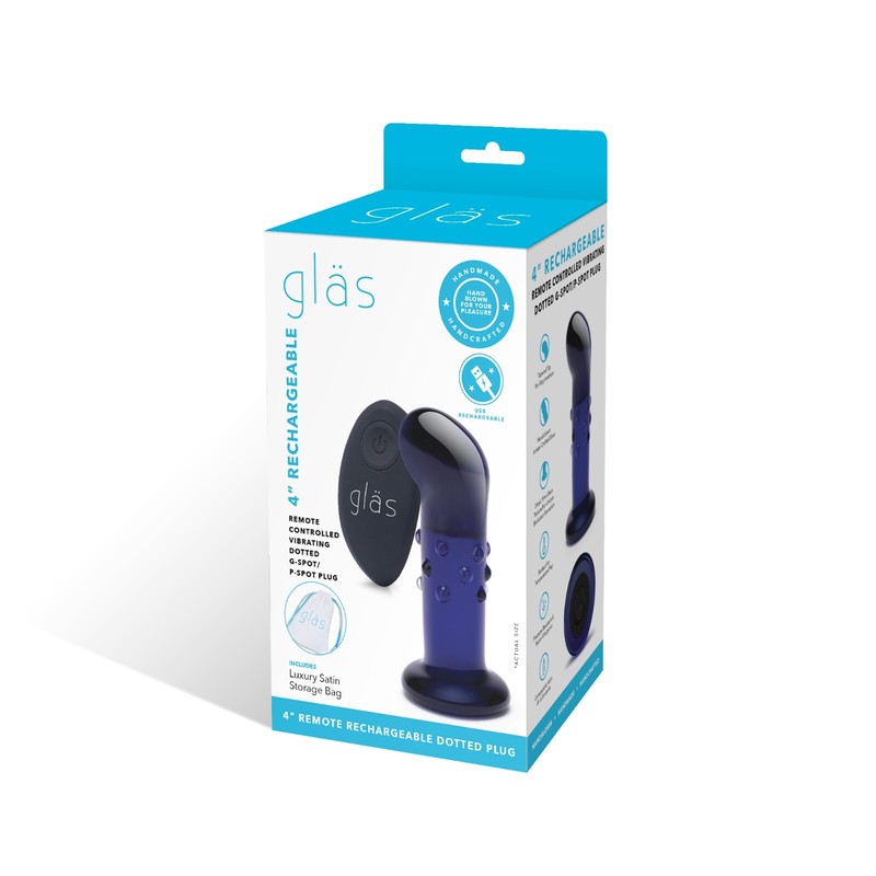 Gläs 4" Remote Controlled Vibrating Dotted G-Spot/P-Spot Plug gallery