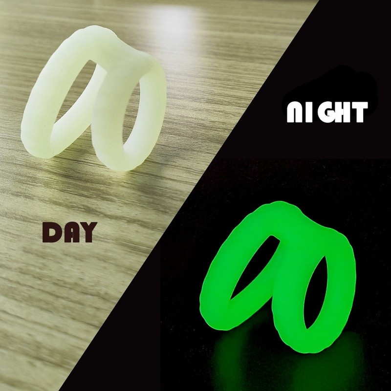 Glow-in-the-Dark Silicone Dual Cock & Ball Ring Stay Hard Penis Enhancer