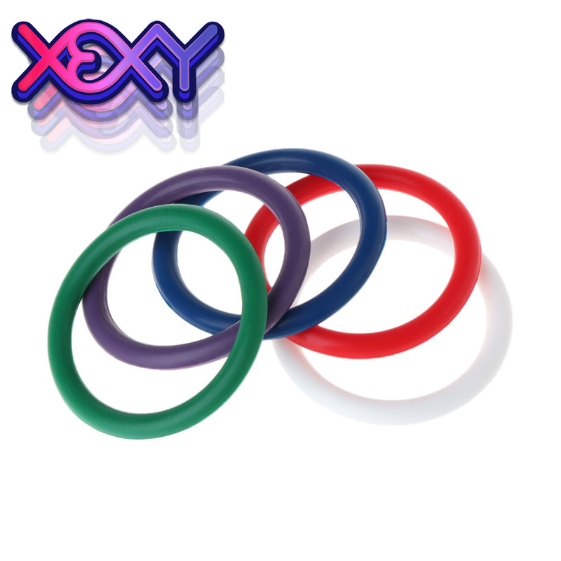 Rainbow 5x Colored Cock Rings Penis Ring Enlarger ED Xexy Adult Sex Toys