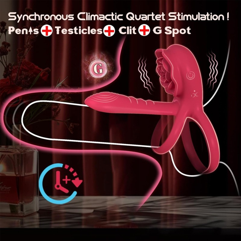 Rose Penis Ring Vibrator Clitoral Stimulation Ejaculation Delay CockRing Couples