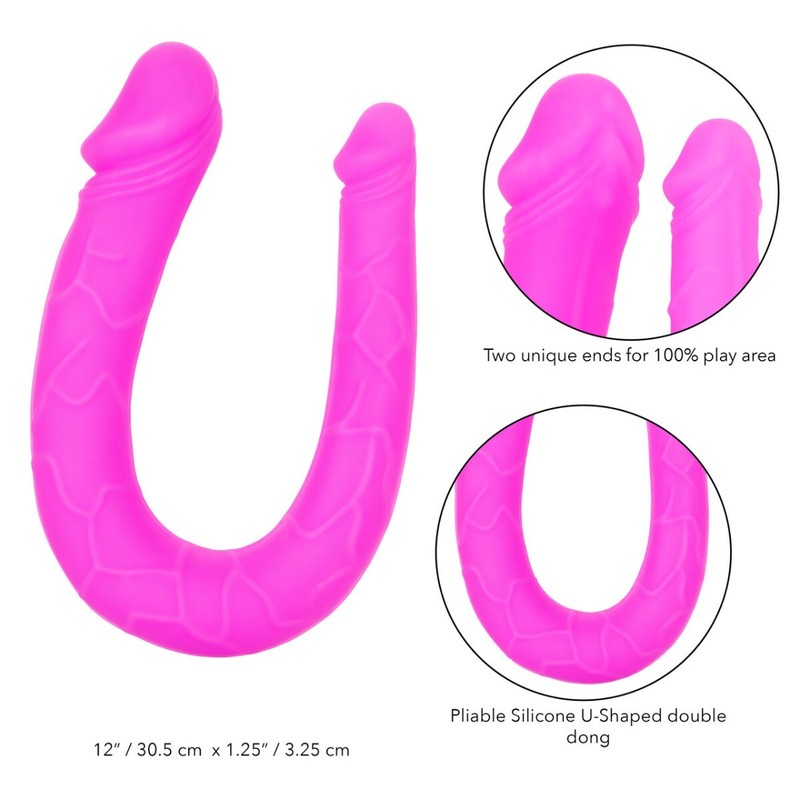 Silicone U-shaped Double Ended Penetration Realistic Vaginal Anal DP Dildo Dong gallery