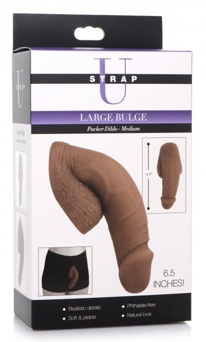 Large Penis Enhancement Transgender Bulge Packer Dildo Realistic W Balls Brown !