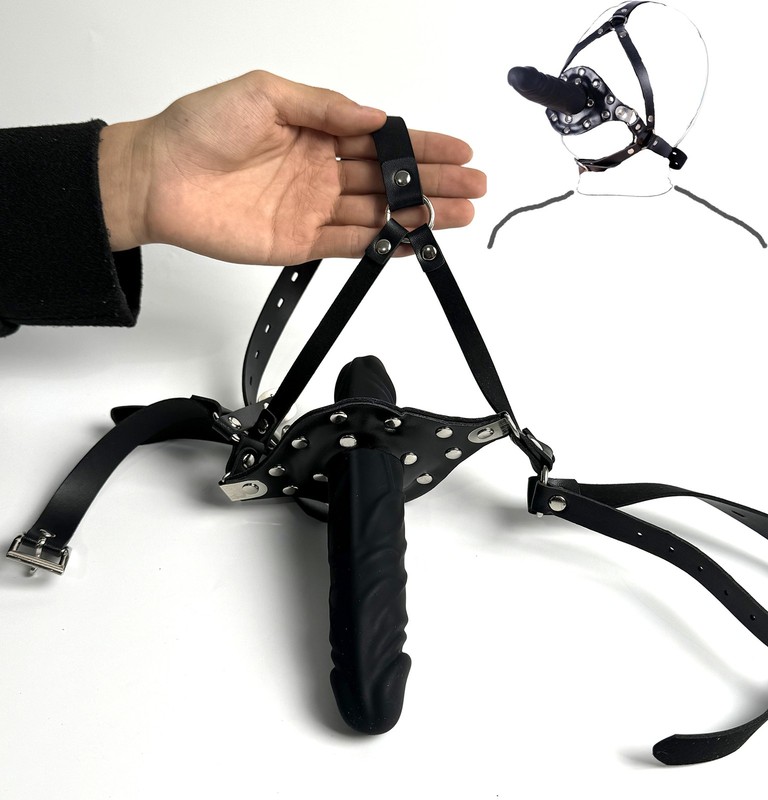 Silicone Dildo Gag Penis Plug Mouth Gag Restraints PU Harness Strap Sex Toy BDSM gallery