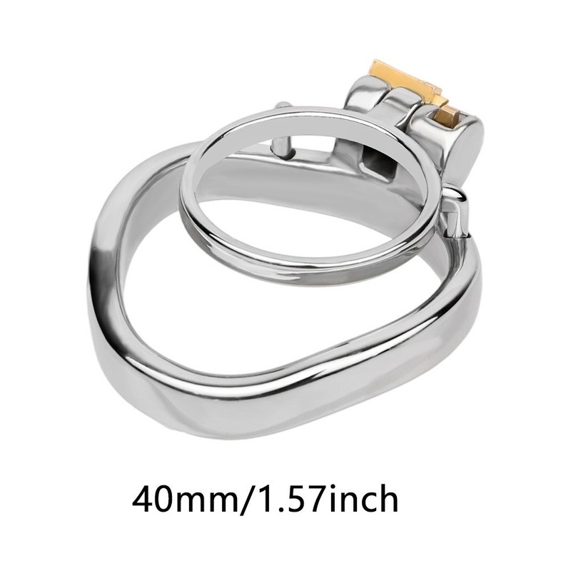 Metal Stainless Steel Flat Chastity Cage, BDSM Restraint for Adult Use