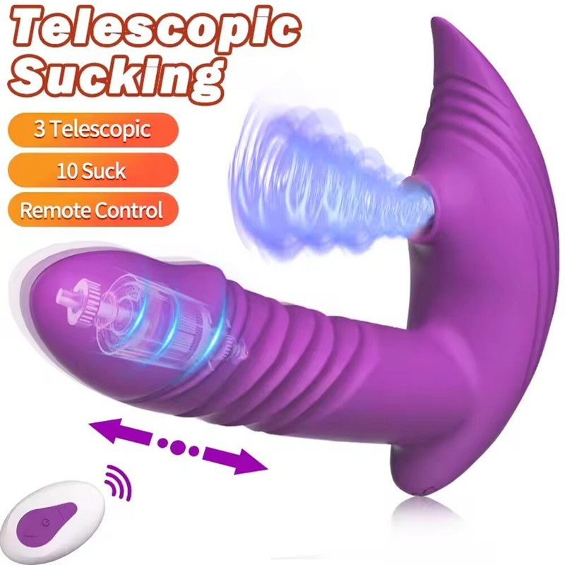 10 Modes Clit Sucking Vibrator Telescopic Dildo Vaginal G-spot Sex Toy for Women