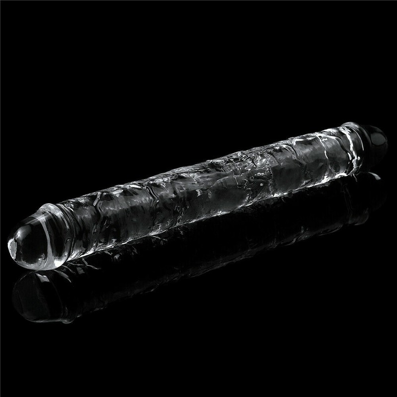 Lovetoy 12" Impecable Transparente Realista Doble Consolador Dong DP Penetraton gallery