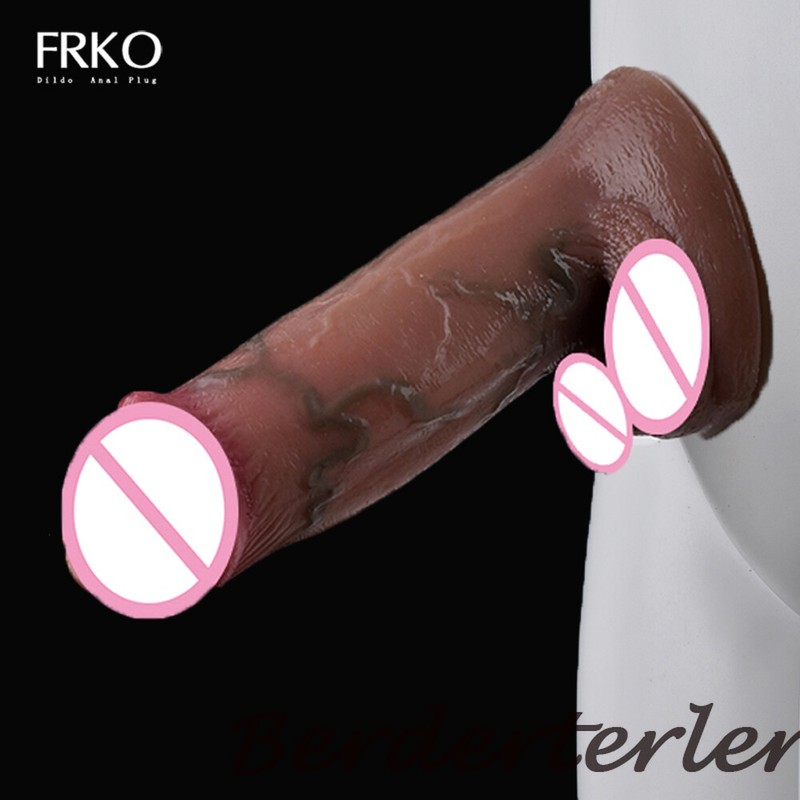 Realistic Soft Dildo Silicone Stap-on Masturbators Suction Cup Lesbian Sex Toys