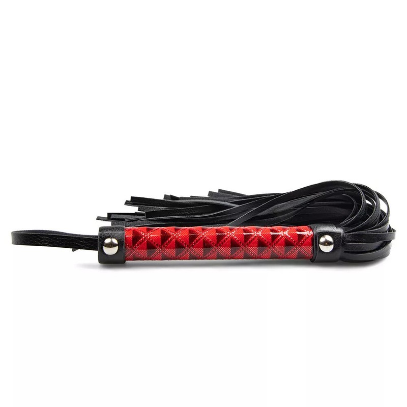 Embossed Faux Leather Spanking Flogger 15" Bondage BDSM Sex Toy for Women gallery