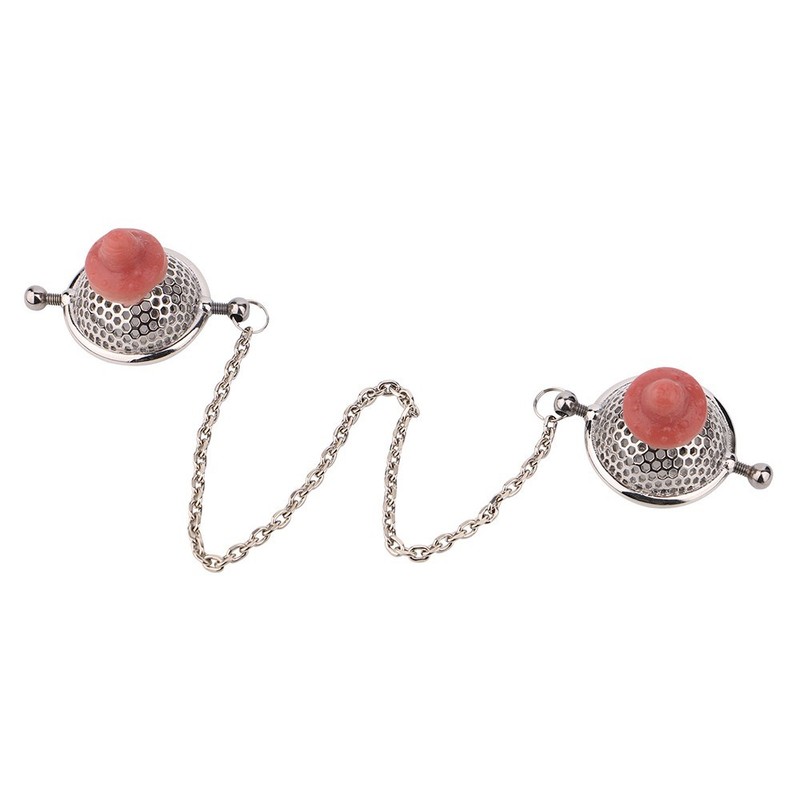 Realistic Nipple Clamps with Neck Chain Breast Fetish Bondage Chest Sex Toy