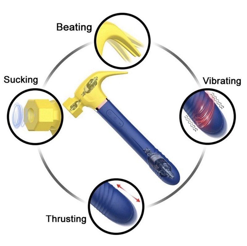Thrusting Hammer Vibrator Clit Sucking Dildo G-Spot Massager Sex Toy -blue/pink gallery