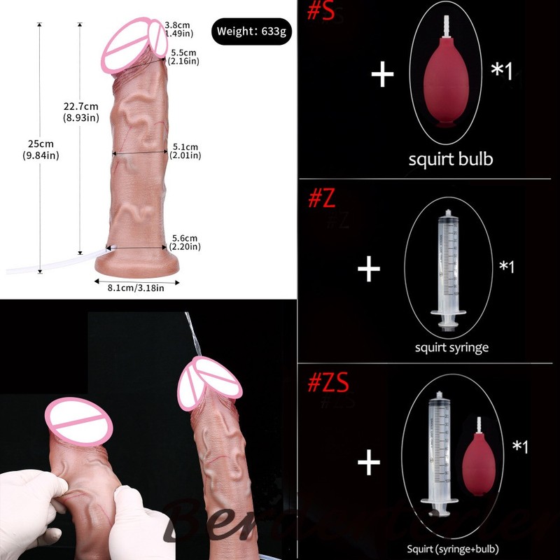 Lifelike Ejaculation Realistic Dildo Dual-layer Silicone Squirting with Sucker gallery