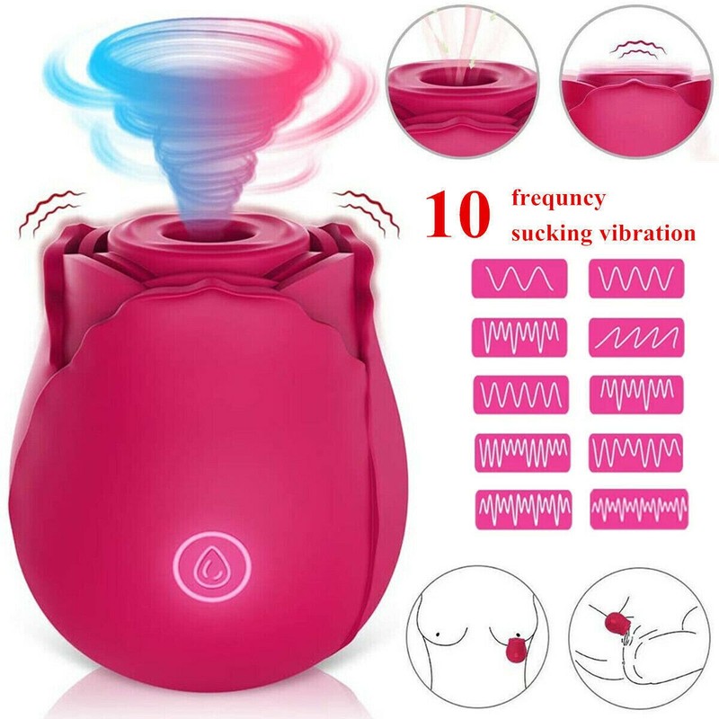 Red Rose Toy Clit Nipple G-Spot Suction Sucking Vibrator Massager For Women Sex