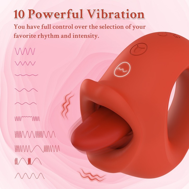 Hands-Free Clitoral Suction Ring Vibrator 10 Modes Licking Tongue Stimulator Toy gallery