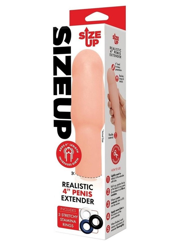 Size Up Extra Realistic Penis Extender 4 inch -Vanilla