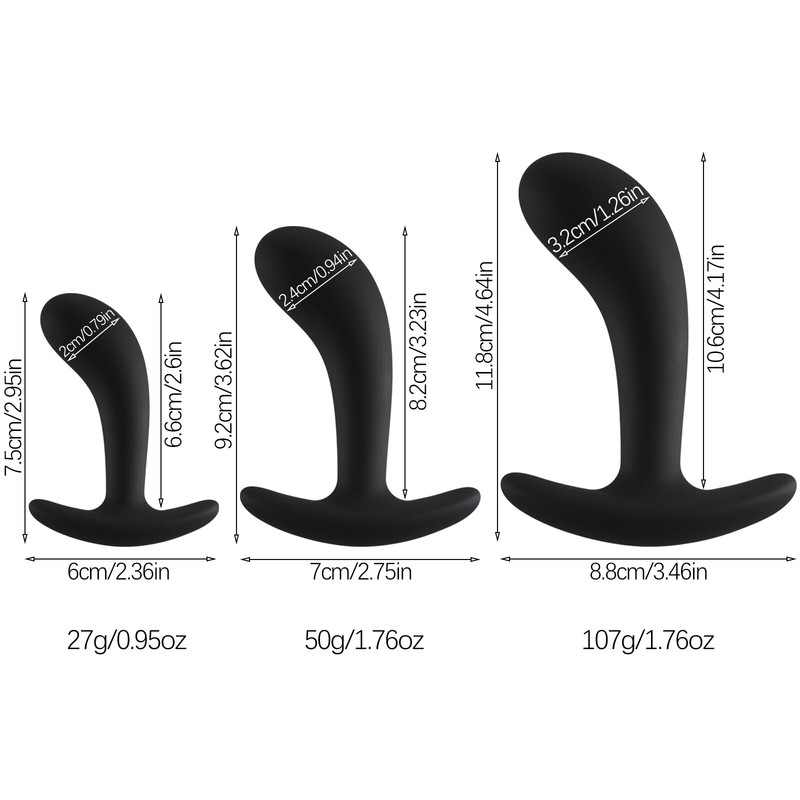 3 PCS Silicone Anal Training Starter Kits Beginner Trainer Butt Plug Set Sex Toy