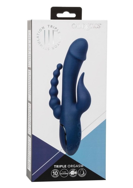 III Triple Orgasm Rechargeable Silicone Stimulating Vibrator – Navy Blue