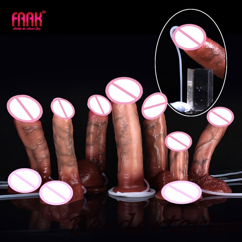 Lifelike Squirting Penis Silicone Ejaculation Large Dildo With Sucker Sex Toys