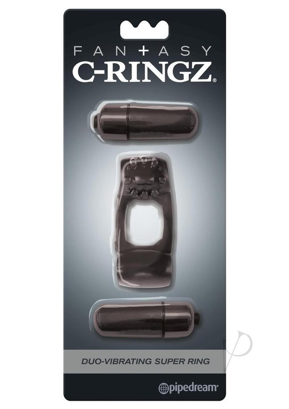 Fantasy C-Ringz Duo-Vibrating Super Cock Ring with Bullets – Black