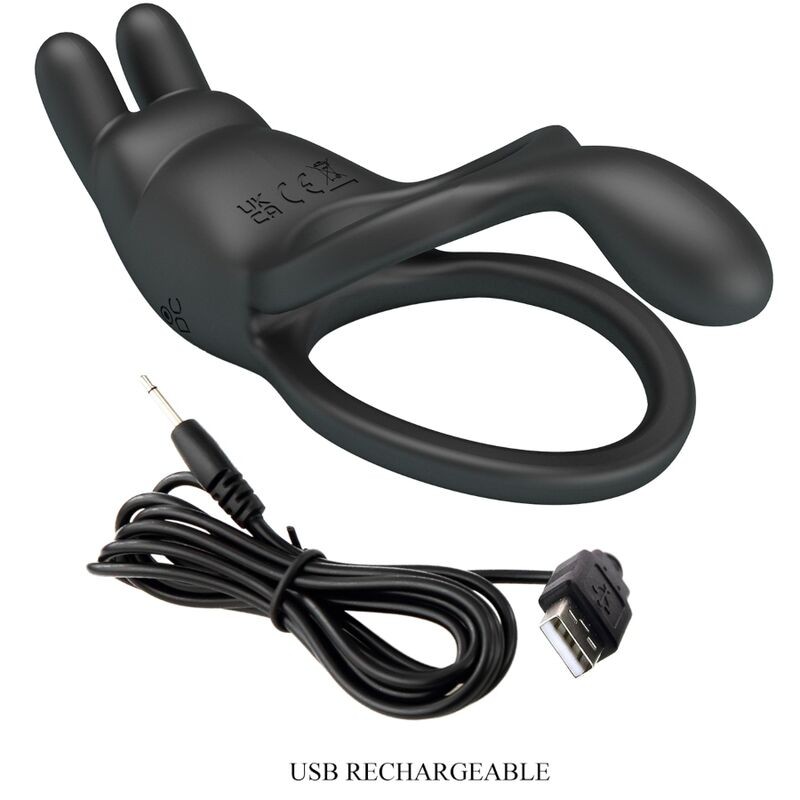 Pretty Love Seth - Black Rabbit Vibrating Double Phallic Ring gallery