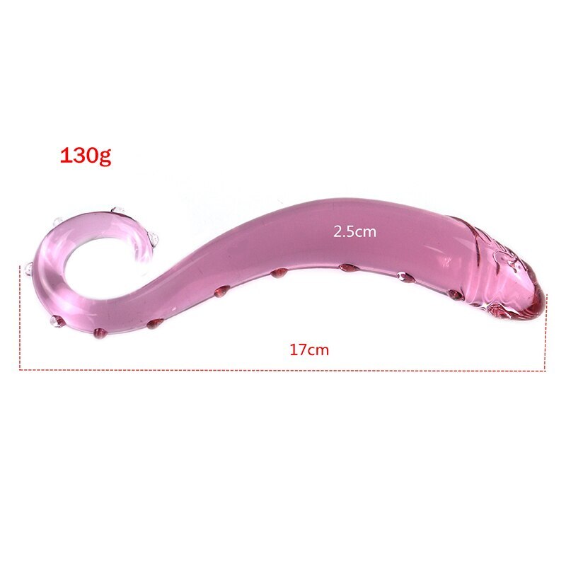 Pink Glass Anal Dildo Handle Anal Plug Massager S/M/L Long Dildo Granules Sextoy