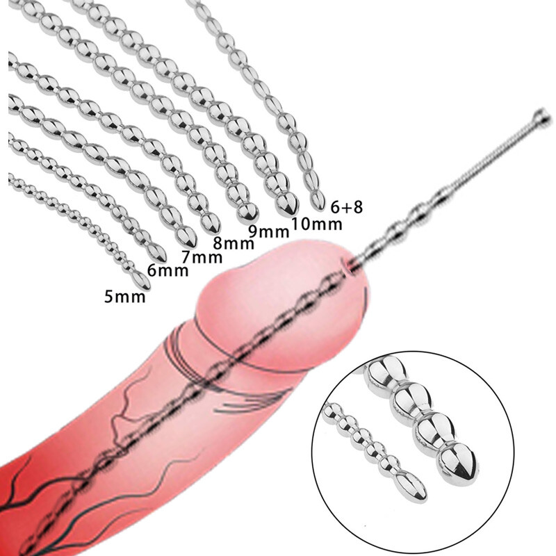 Stainless Steel Sounds Beads Sounding Penis Cock Plug Enhancer Sex Toys Male