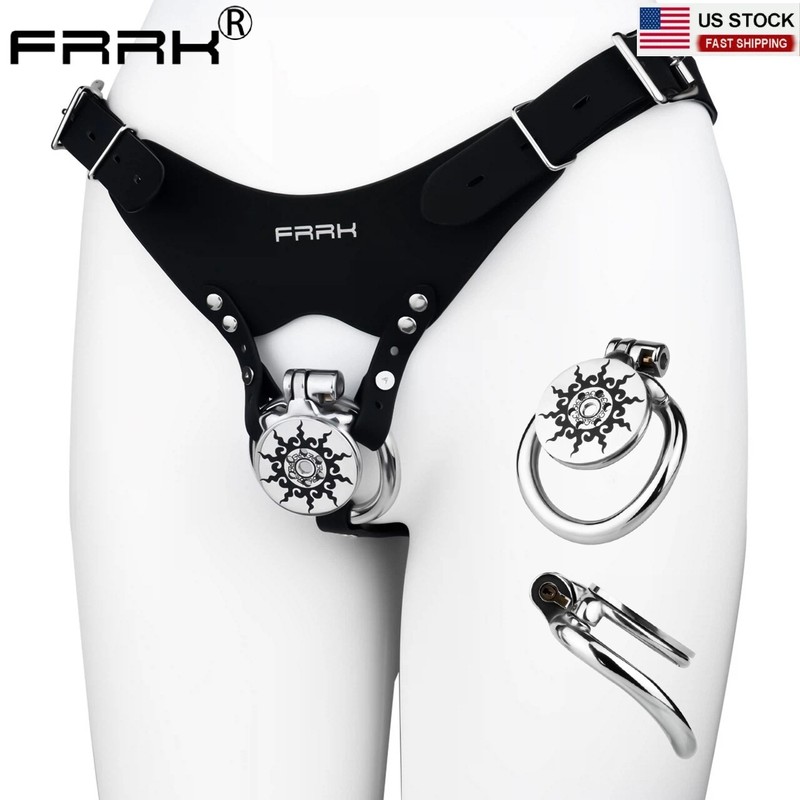 FRRK Chastity Cage Device With Lock Curve Ring 45mm 50mm SM For Man