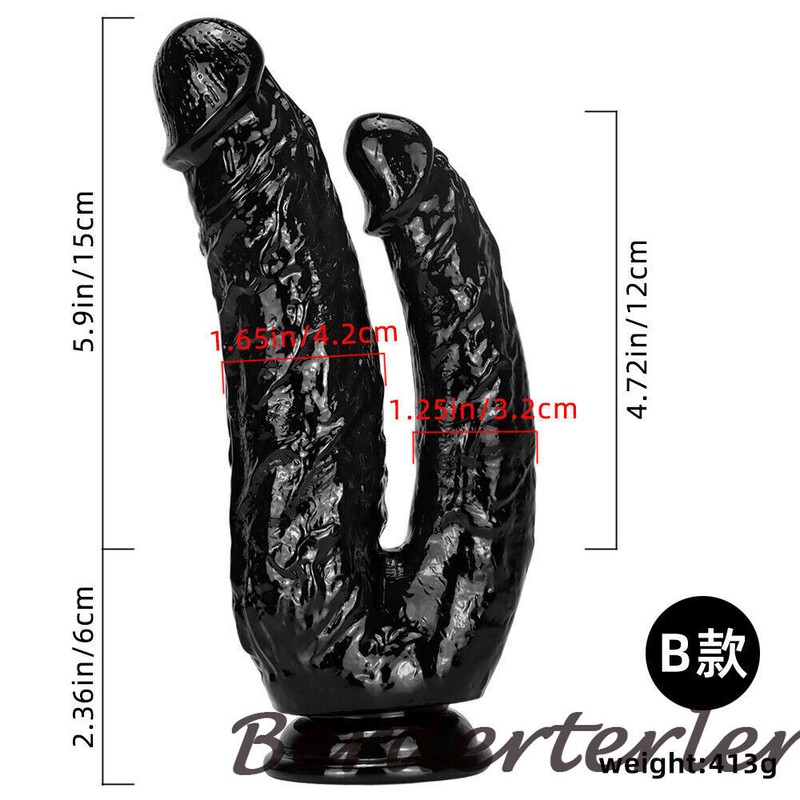 Realistic Double Penetration Vaginal Anal G-spot Dildo Dong Sex Toys for Lesbian gallery