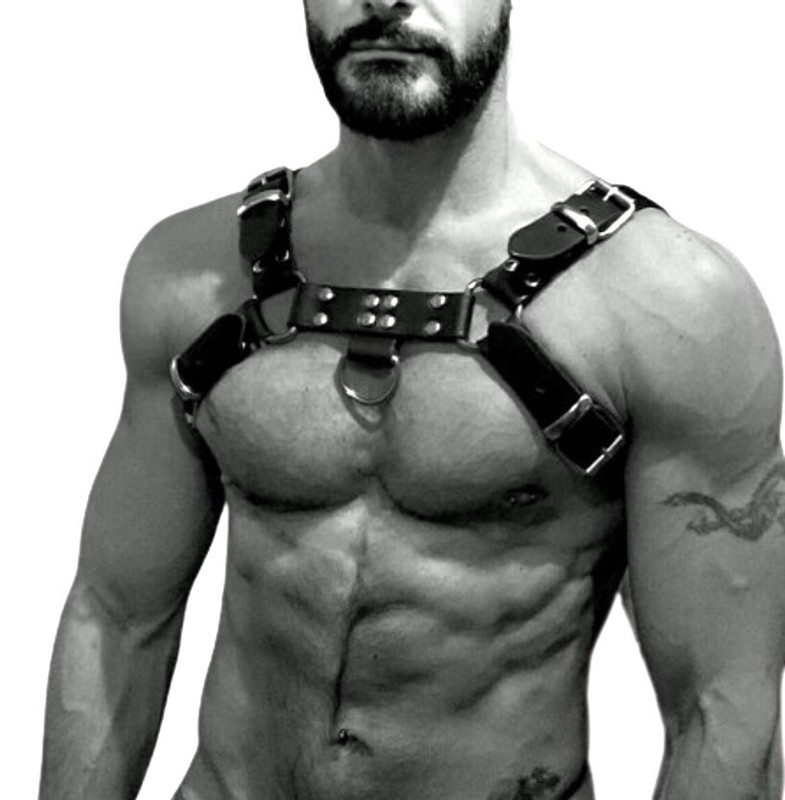 Men Leather Body Chest Harness Belts Bondage Gay Adult Shoulder Strap Clubwear
