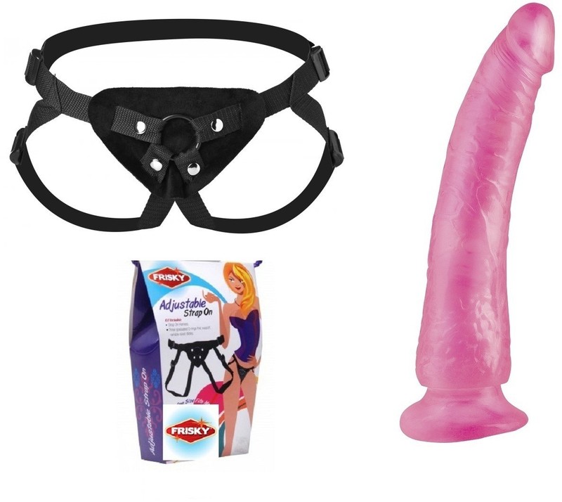 Frisky Strap On Harness + Basix 7 Inch Realistic Textured Dildo with Suction Cup