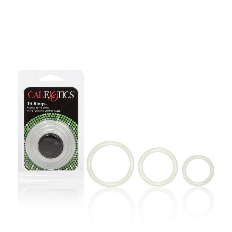 Tri-Rings Glow-in-the-Dark – Rubber Penis Cock Rings – 3 Sizes MED, LG, XLG