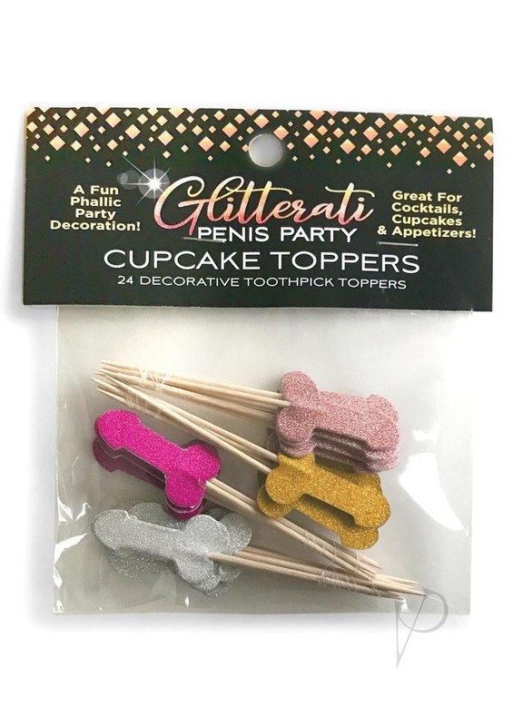 Glitterati Penis Party Picks (24 per Pack) – Assorted Colors