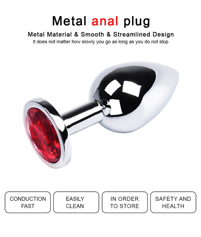 Butt Plug Anal Toy Colorful Jewel Metal Stainless S/M/L For Women Men Couples gallery
