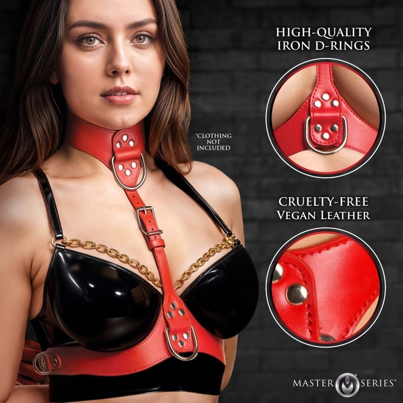 Master Series Vixen Female Chest Harness - Red gallery