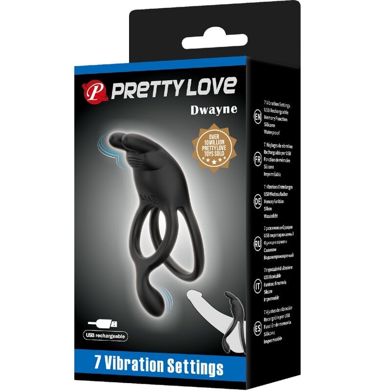 Pretty Love Seth - Black Rabbit Vibrating Double Phallic Ring gallery