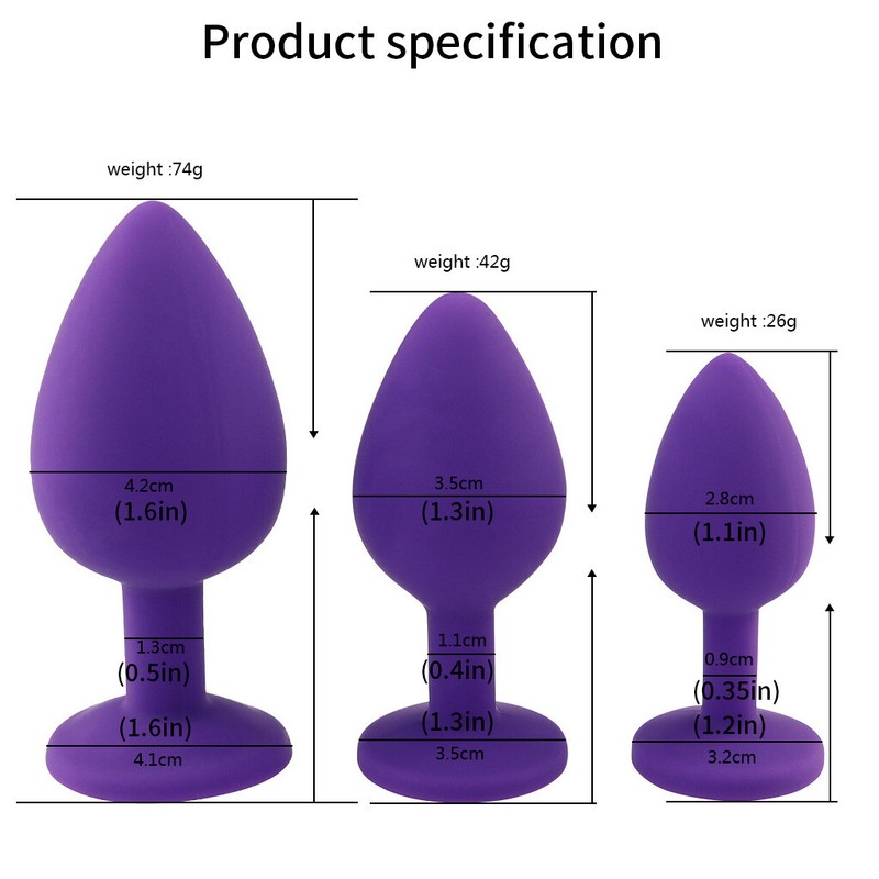 3 Size Silicone Gem Anal Training Plug Kit Anal Sex Toys for Men Women Couples gallery