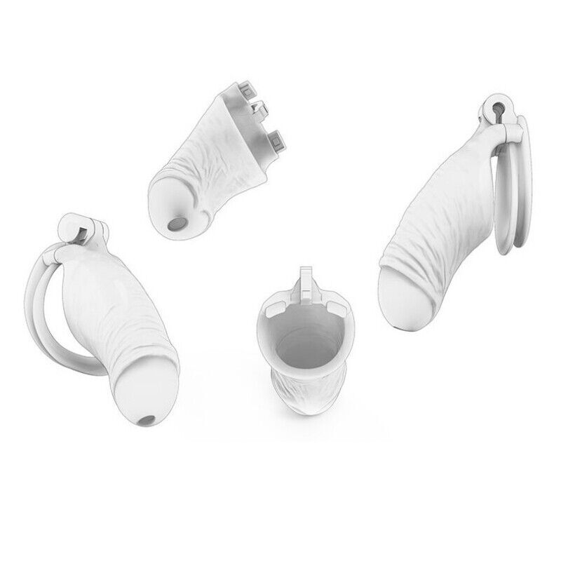 3D Male Chastity Cage Device Realistic Men Lock Belt 3 Rings Padlock Toys SML gallery