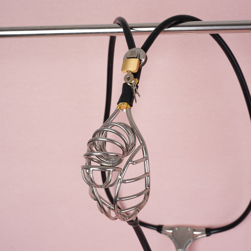 Lockable Chastity Belt Device with Stainless Steel Hollowed Penis Cage Wearable gallery