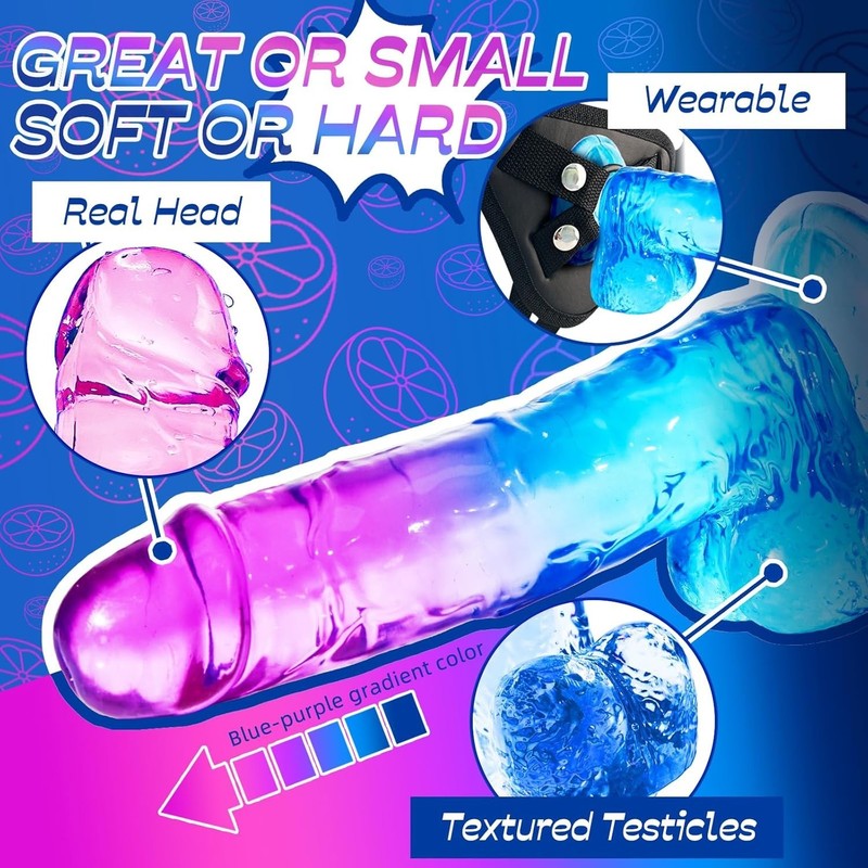 Hand-Free Play: 7.8 Inch Purple-Blue Silicone Dildo with Powerful Suction Cup gallery