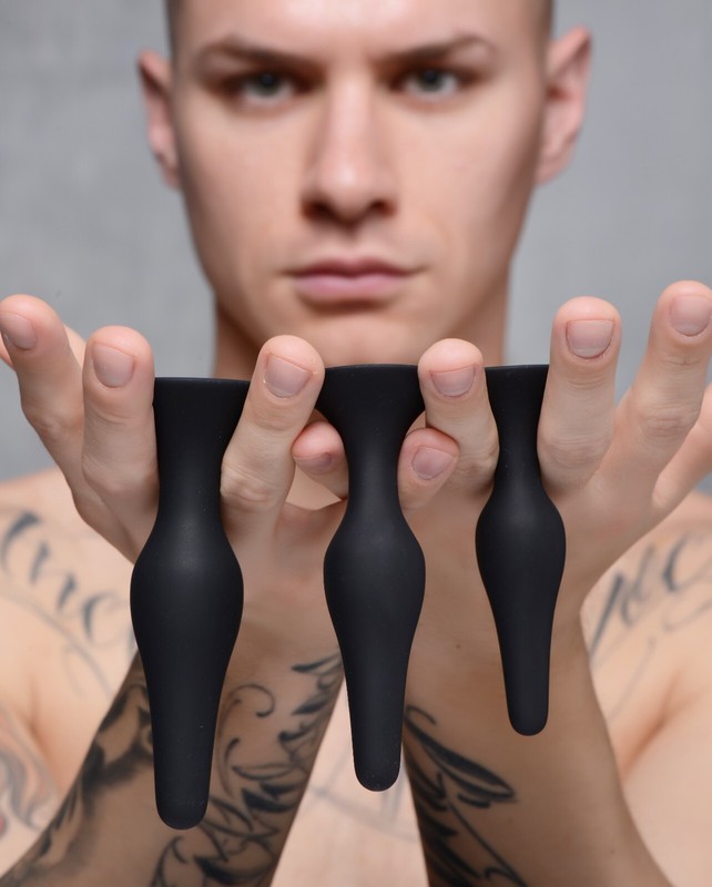 Master Series Triple Tapered Silicone Anal Trainer Black Set Of 3
