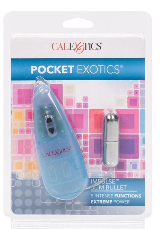 Pocket Exotics Impulse Slim Silver Bullet with Wired Remote Control